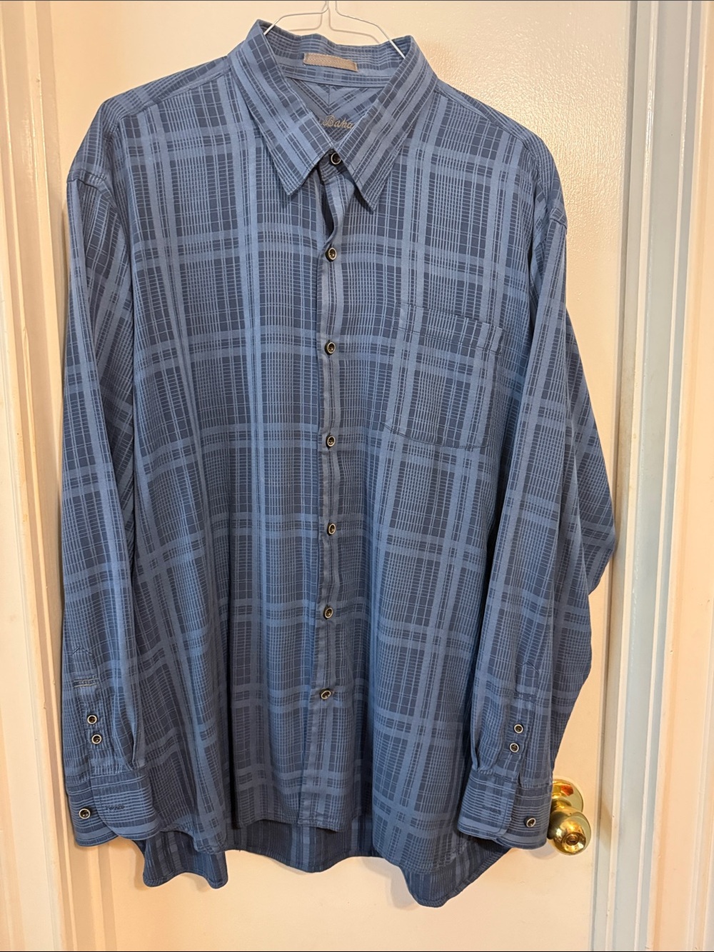 Tommy Bahama Men's Blue Plaid Button-Up Shirt - Classic Casual